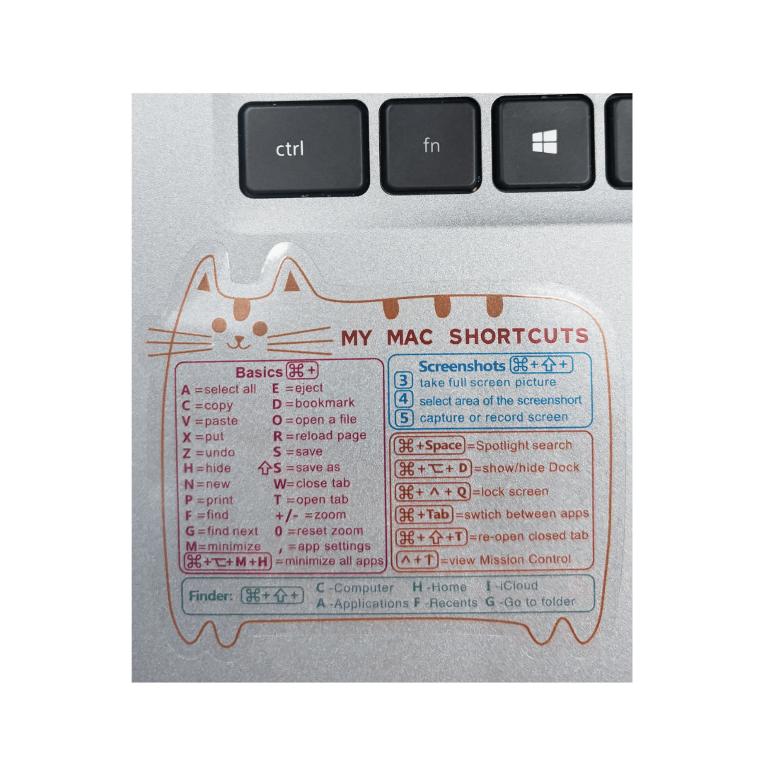 Tastenkombinationen-Aufkleber (Vinyl) für jedes MacBook, iMac, Mac Mini